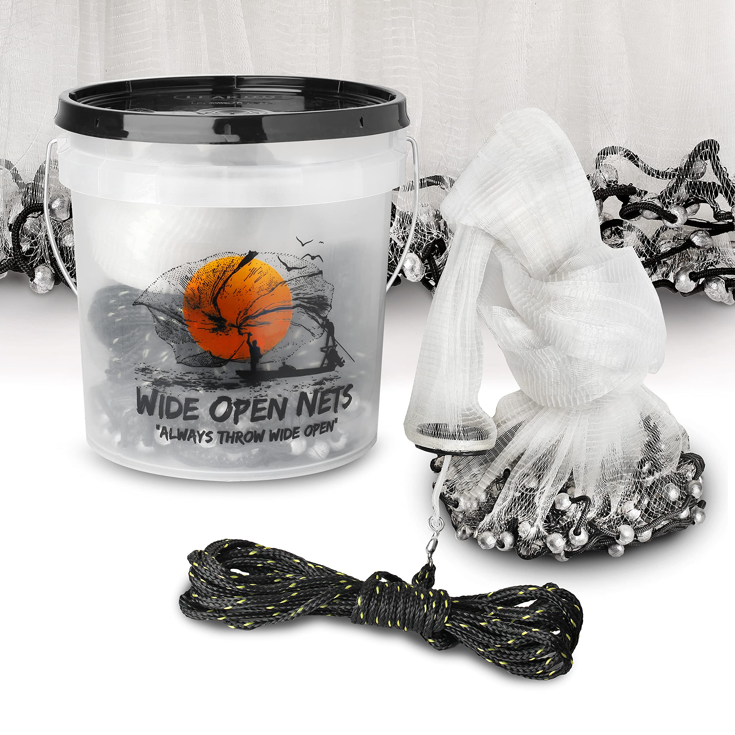 Premium Hand Cast Net for Fishing - Heavy Duty 1lb/ft Bait Net for Minnows, Shrimp & Baitfish - Saltwater & Freshwater Use in Lakes, Rivers & Ocean - Ideal for Sport Fishing, Survival & Bait Collection