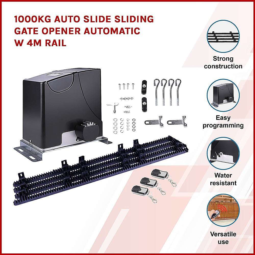 1000KG Heavy Duty Automatic Sliding Gate Opener with 4m Rail - Commercial & Residential Driveway Security System for Homes, Warehouses & Industrial Properties