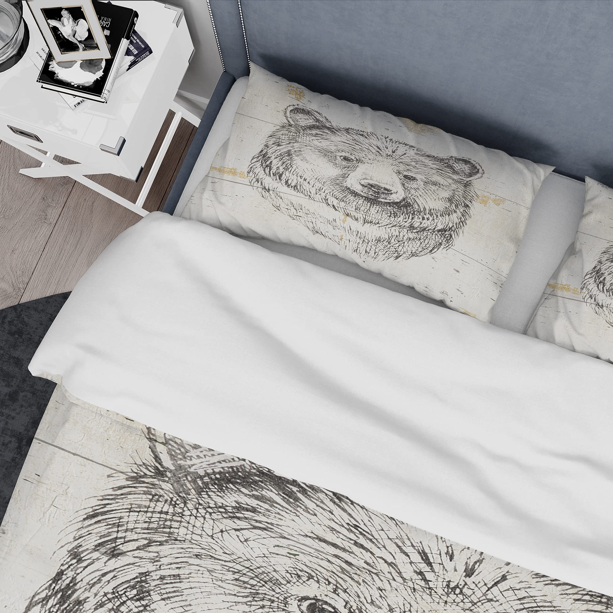 Premium Grey King Size Duvet Cover Set - 3 Piece Animal Print Bedding Set for All Seasons | Soft & Breathable Traditional Design | Perfect for Master Bedroom, Guest Room, or Vacation Home