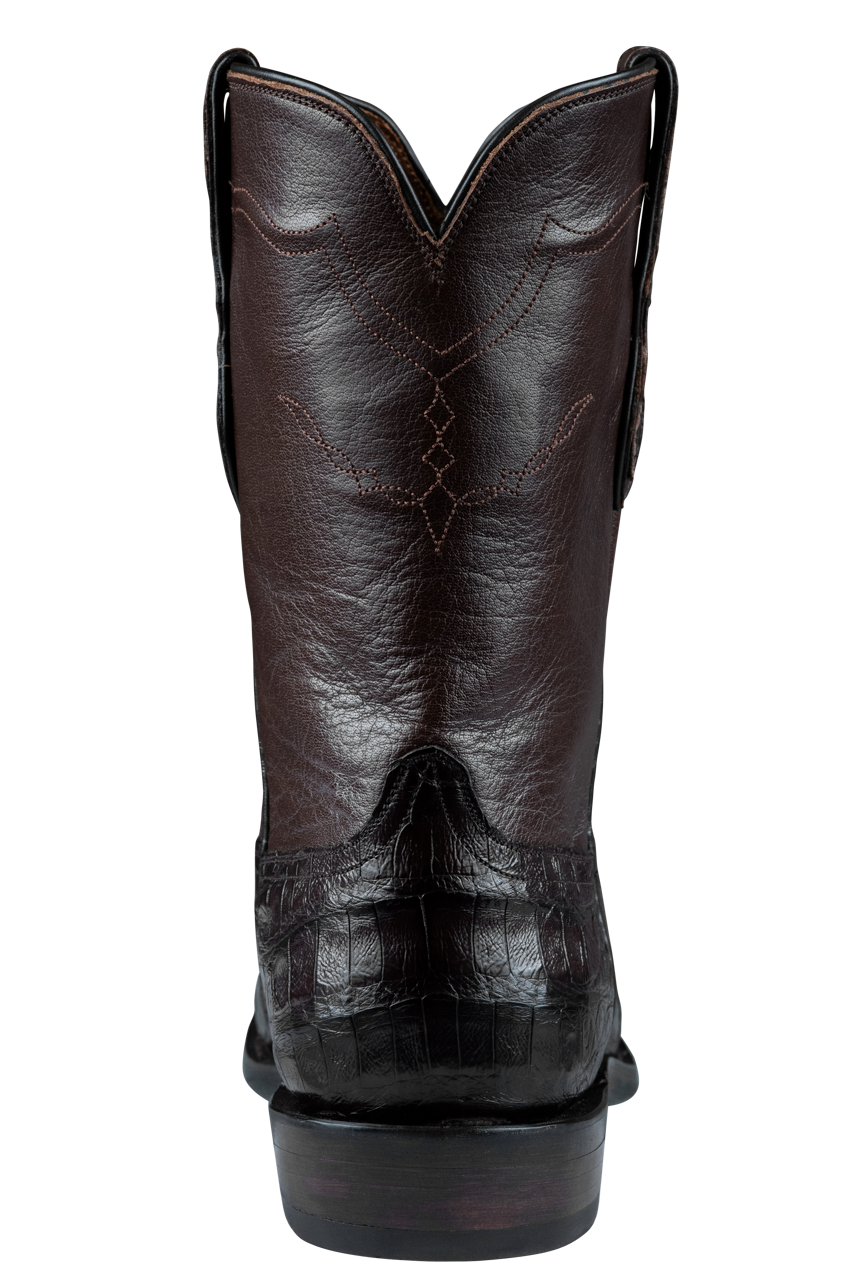 Premium Black Jack Caiman Belly Roper Boots in Chocolate Brown - Handcrafted Cowboy Boots for Men | Perfect for Rodeo, Western Fashion & Country Events