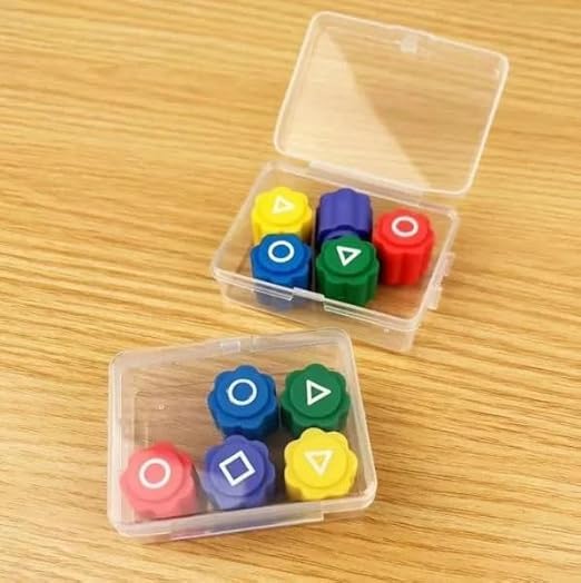 DEVIL Gonggi Game Set for Kids Ages 6+ - 5 Plastic Stones with Storage Case - Traditional Korean Squid Game - Perfect for Family Game Night & Cultural Learning Activities