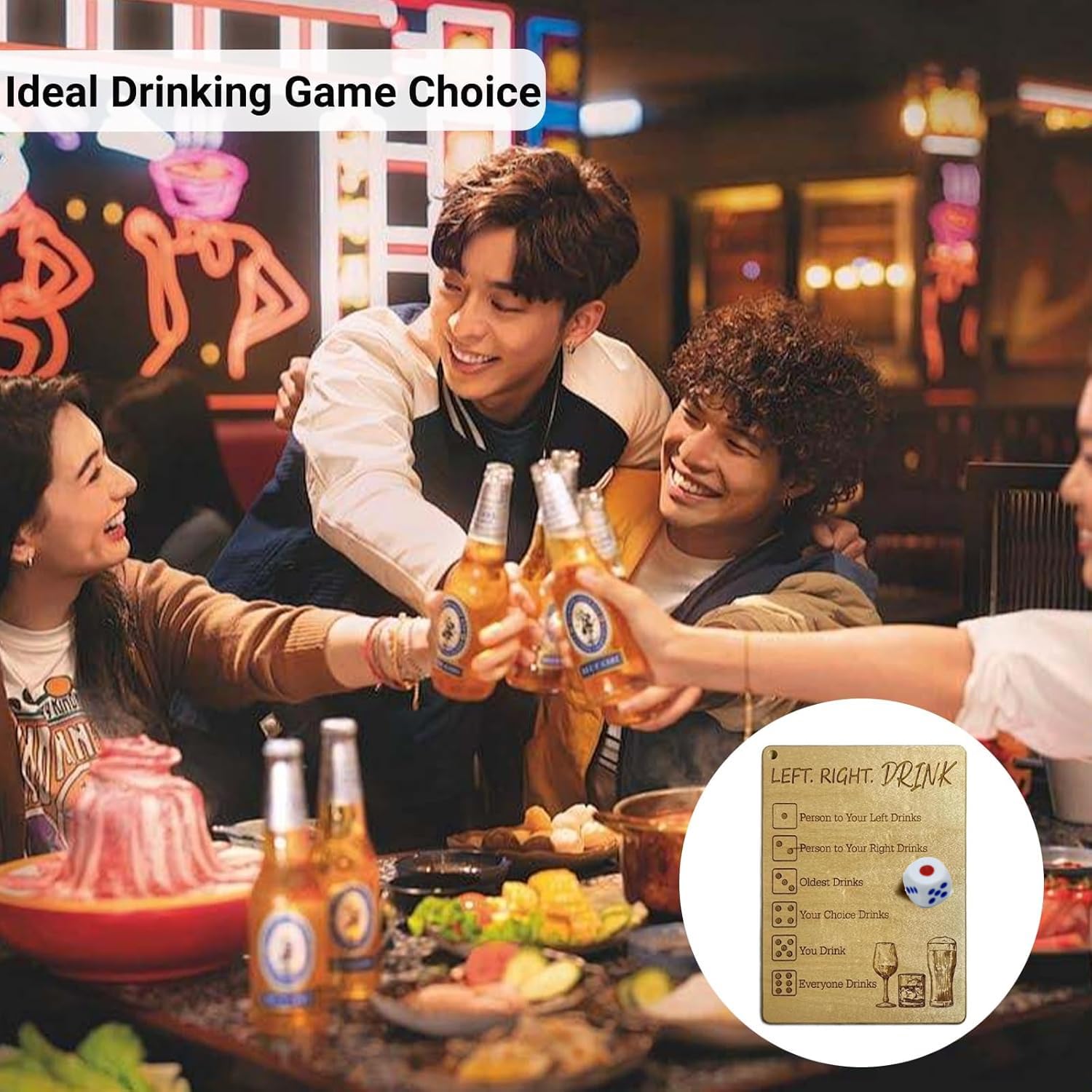 Left and Right Drinking Game - Fun Dice Bag & Party Dice Game for Adults - Interactive Social Board Game with Beverage Rules (1 Piece) - Perfect for Parties, Game Nights & Social Gatherings