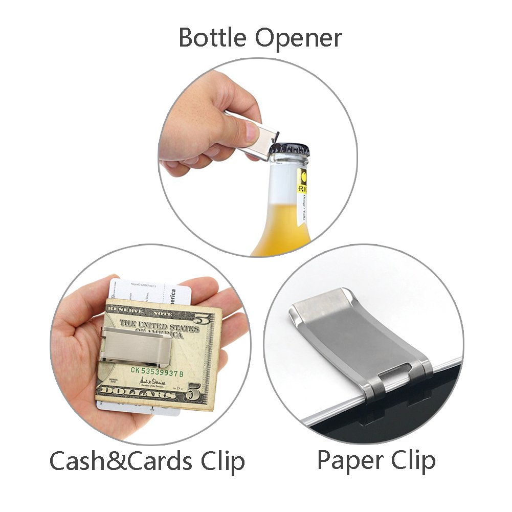 Premium Titanium Slim Money Clip Wallet for Men - RFID Blocking Credit Card Holder & Bottle Opener - Perfect for Travel, Business & Everyday Carry (EDC)