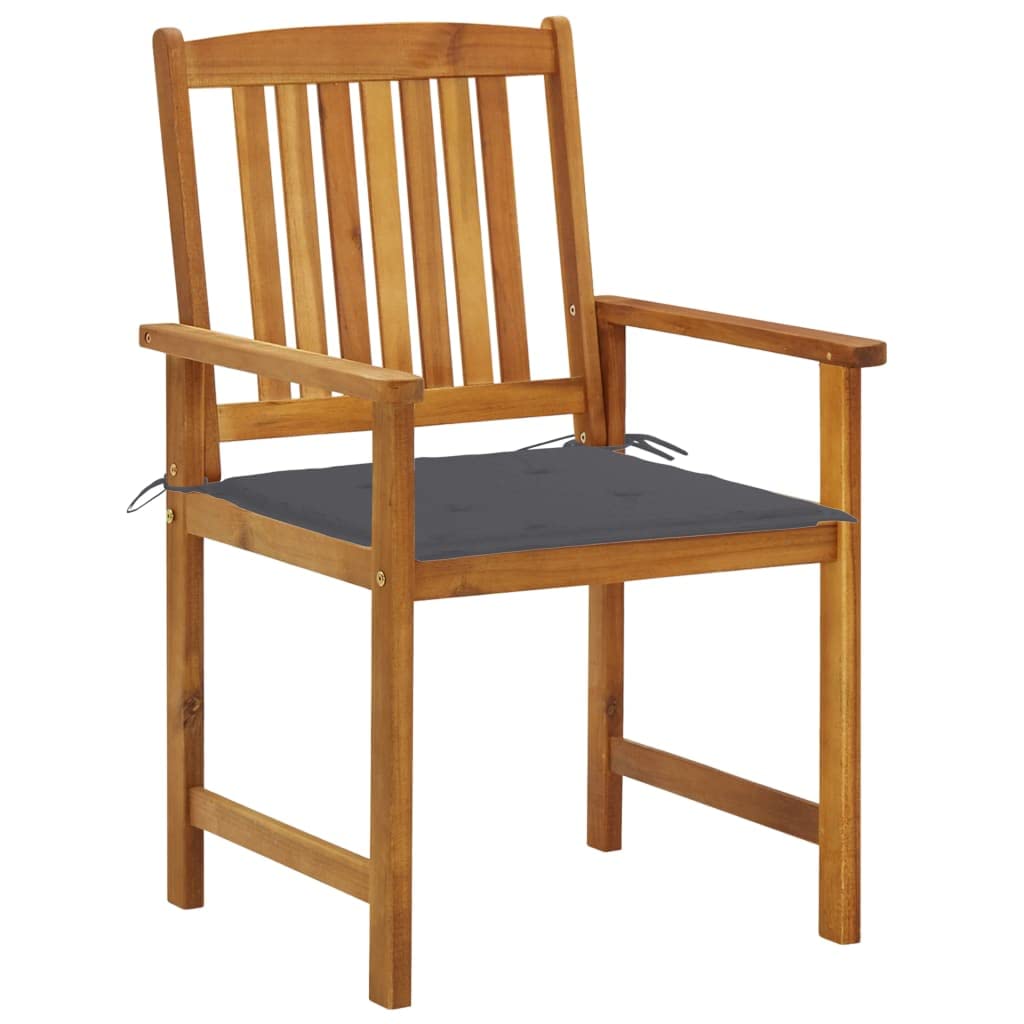 2-Piece Acacia Wood Director's Chairs with Cushions - Solid Wood Outdoor Arm Chairs for Patio, Balcony, Backyard, Pool & Garden - Perfect for Relaxing, Entertaining and Outdoor Dining
