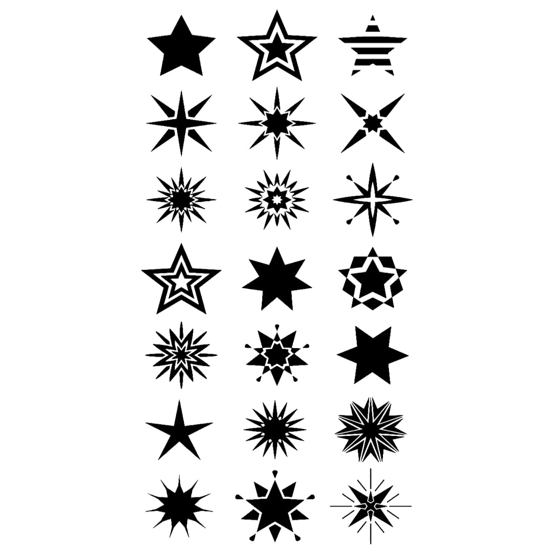 Multi Black Star Temporary Tattoos for Kids - Waterproof, Safe & Easy to Apply - Perfect for Parties, Halloween & Costume Events