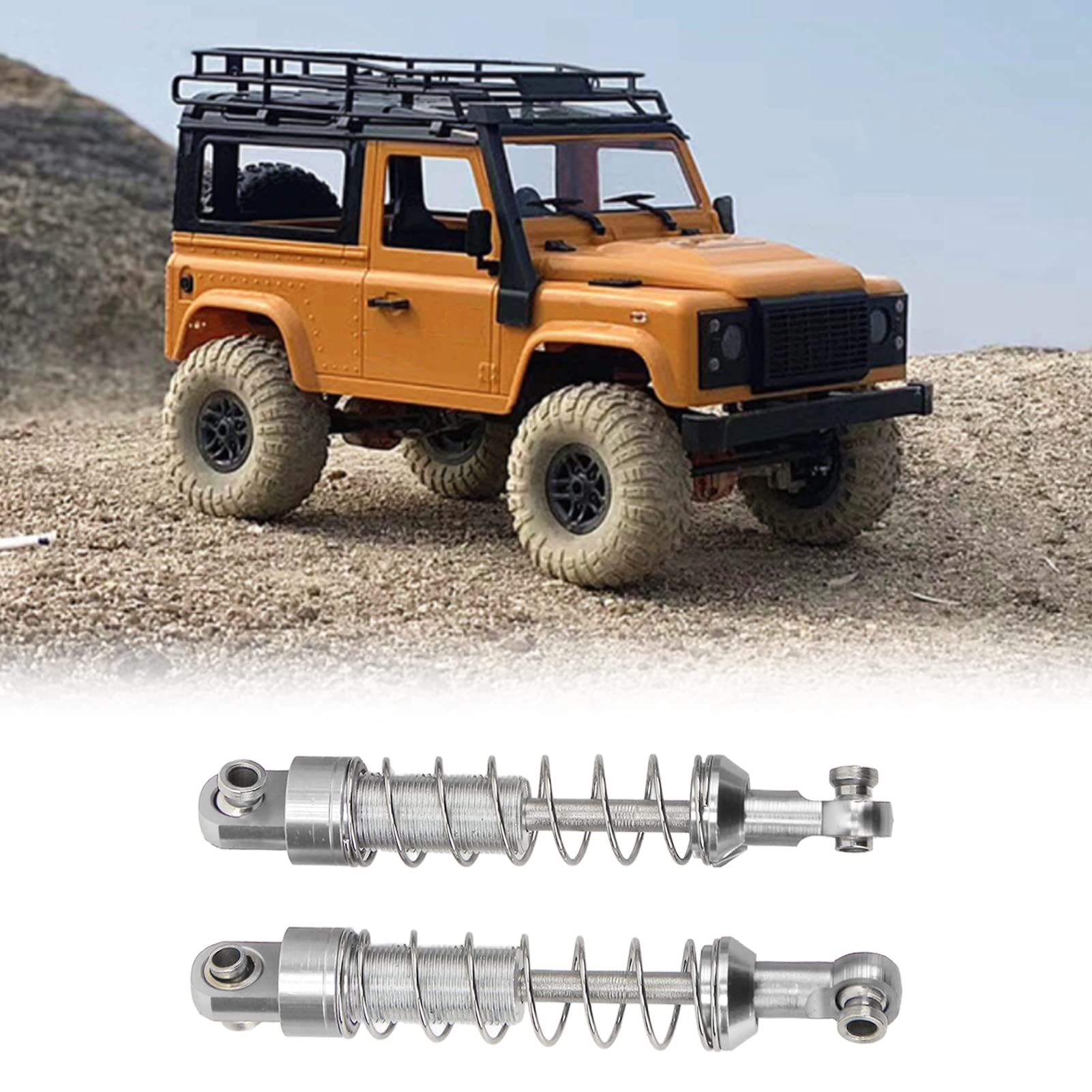 2 Pairs 60mm RC Metal Shock Absorbers for WPL C14 C24 MN D90 99S Models - Silver Alloy Upgrade Parts for Off-Road RC Cars | Perfect for Crawling, Racing & Trail Adventures