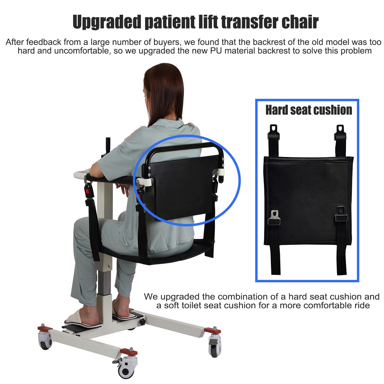 Portable Patient Lift Transfer Chair - Lightweight Wheelchair for Elderly & Disabled, Bed to Toilet Mobility Aid for Home, Bathroom & Car Use (No Potty Included) | Ideal for Post-Surgery Recovery & Daily Care Assistance