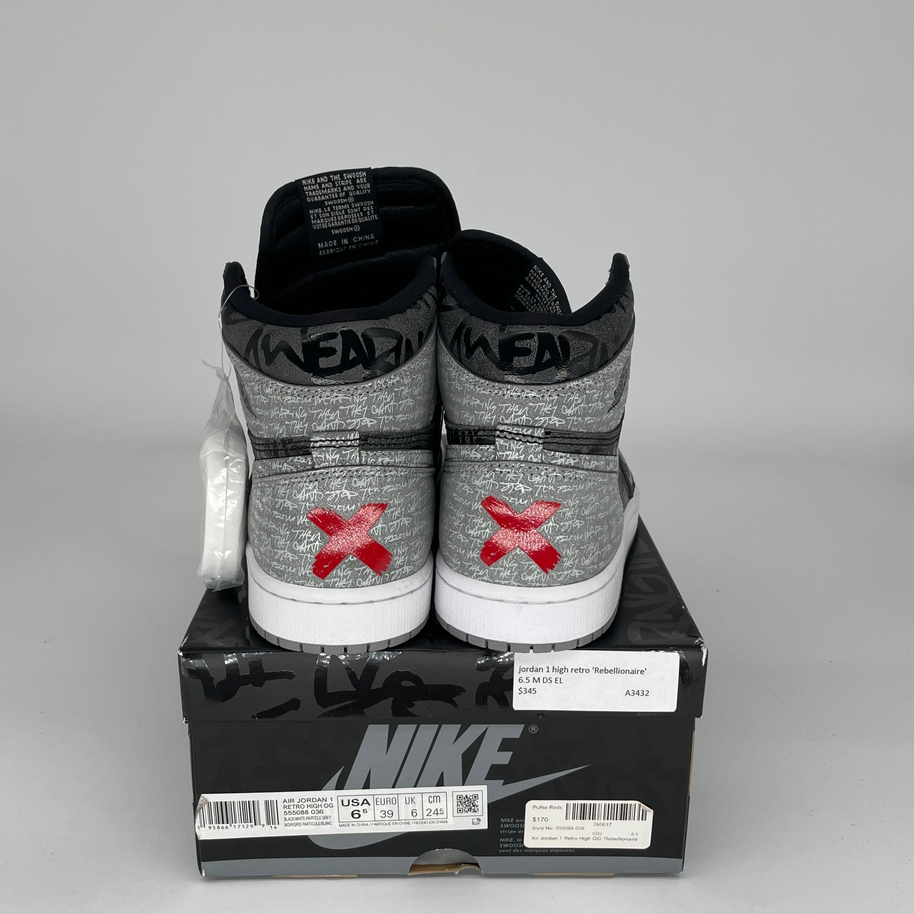 AIR JORDAN 1 REBELLIONAIRE Sneakers - Men's Size 6.5 (555088-036) - Retro High Top Basketball Shoes for Streetwear & Casual Style