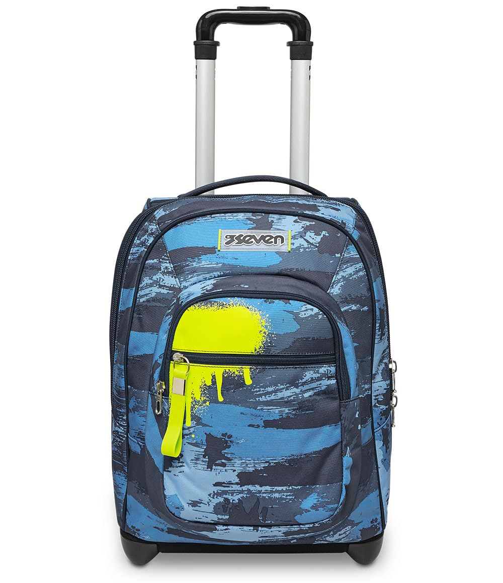 2-in-1 Blue Trolley Backpack with Sunglasses for School & Travel