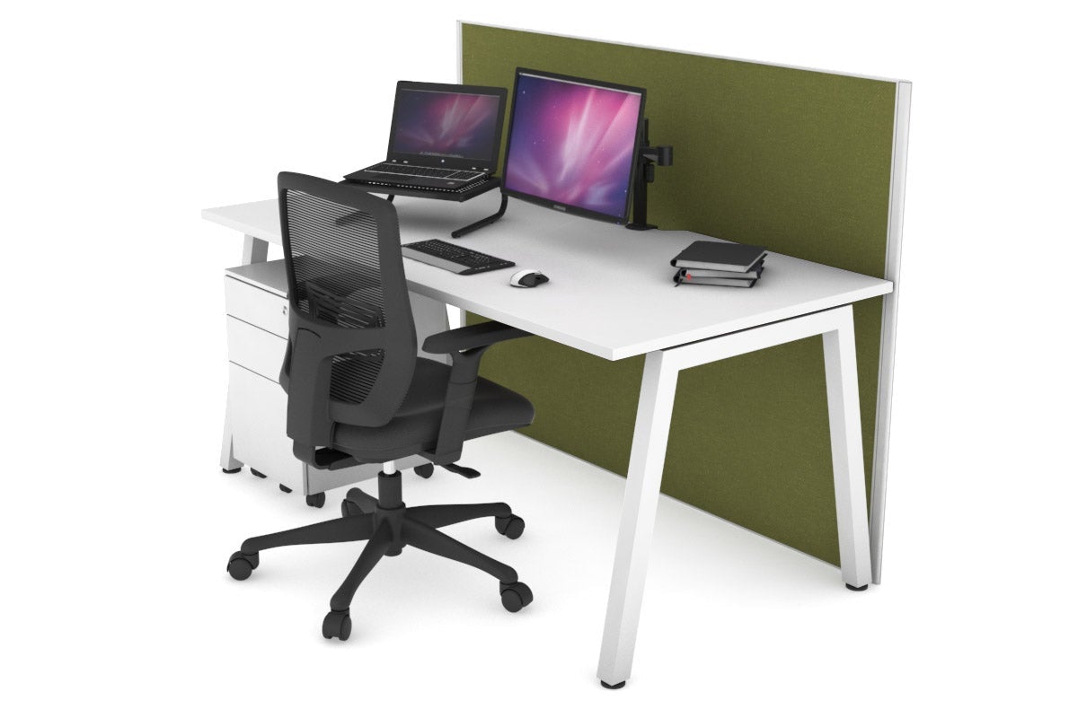 Horizon Quadro A Legs Office Desk - 1600L x 800W with Cable Management Scallop | Modern Workstation for Home Office, Study Room & Small Business Spaces