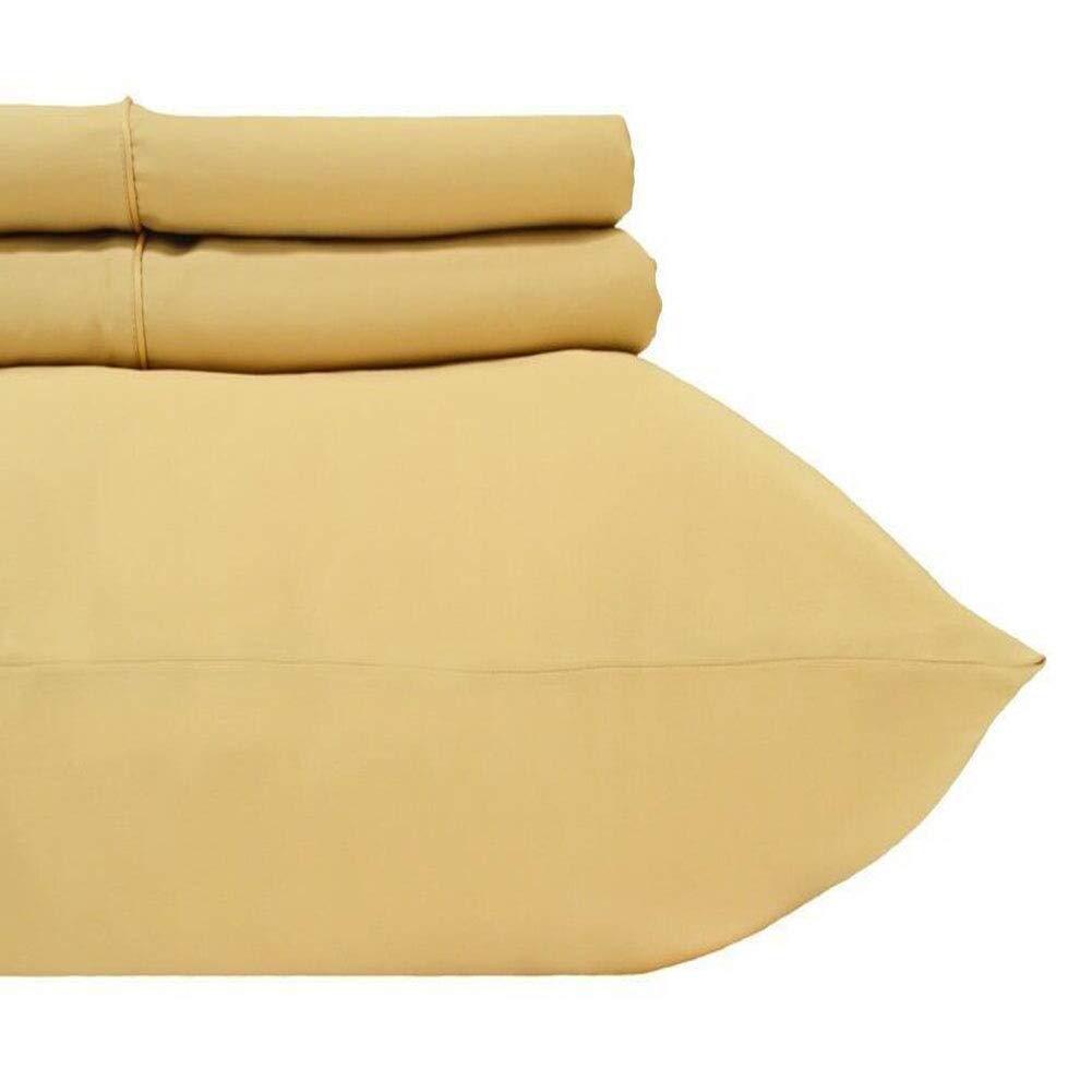 BLANCHO BEDDING 100% Cotton Full Size Sheet Set - 600 Thread Count Luxury Solid Gold Bed Sheets for Soft Comfort & Breathable Sleep - Perfect for Master Bedroom, Guest Room & Dorm Essentials