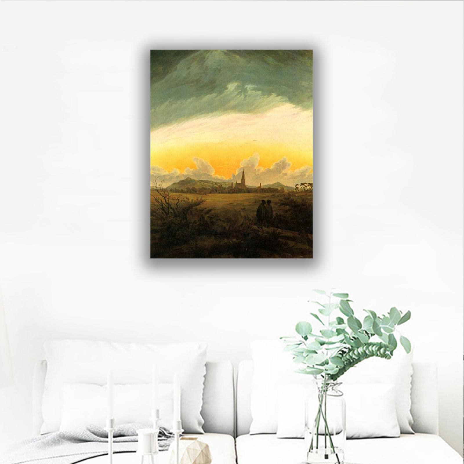Caspar David Friedrich 'Neubrandenburg' Framed Canvas Print - Premium Wall Art Poster 25x35cm - Home & Office Decor for Living Room, Bedroom, Study
