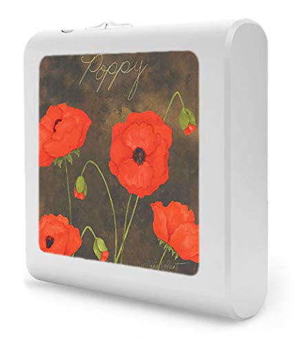 Dimmable LED Night Light with Auto On/Off Sensor - Adjustable Brightness, Warm White Light for Nursery, Bedroom, Bathroom & Hallway | Poppy Floral Design | Energy-Efficient Plug-in Nightlight for Kids, Adults & Seniors (Perfect for Nighttime Safety & Comfort)