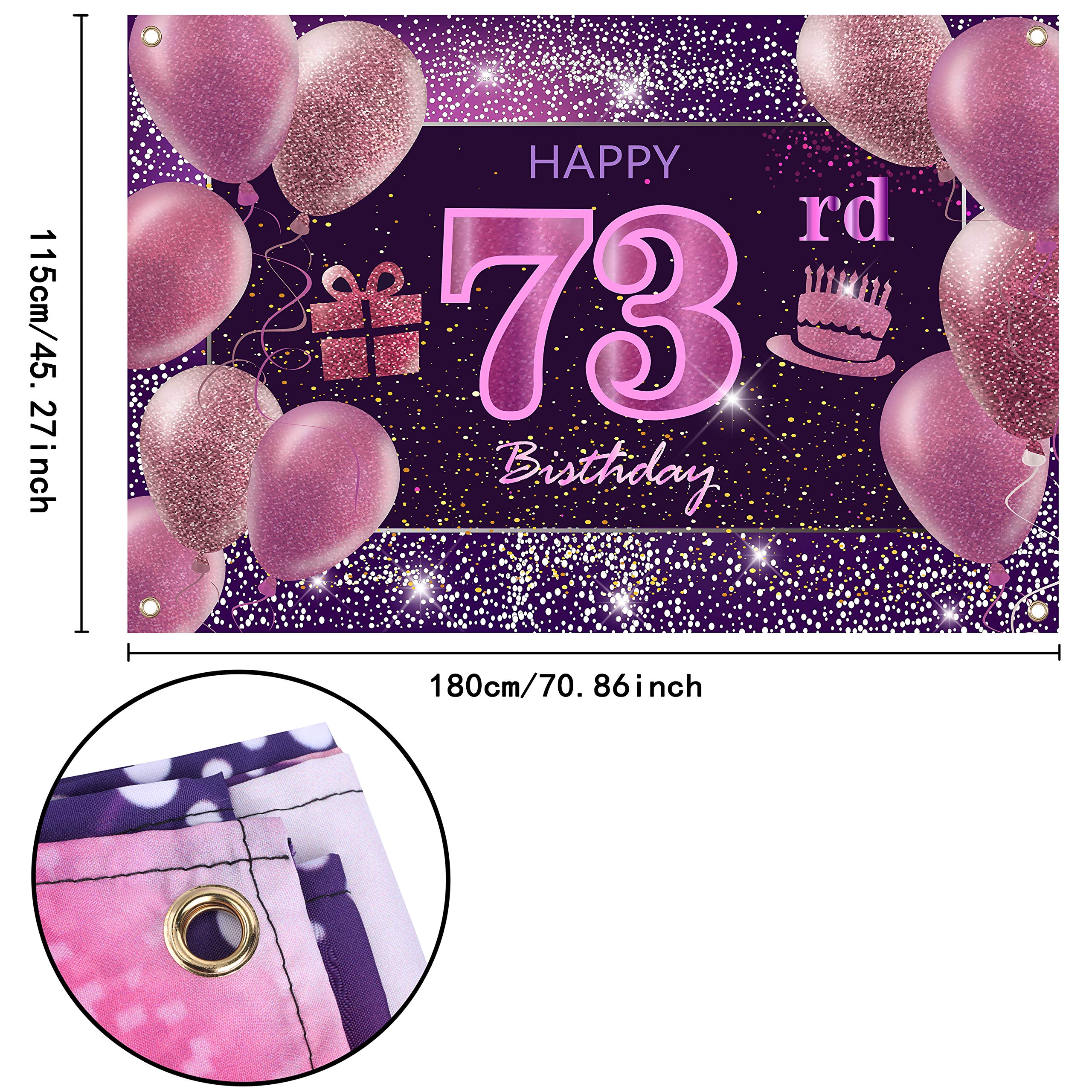 73rd Birthday Decorations for Women - IMISI Happy Birthday Banner & Pink Party Decor - Perfect for Birthday Backdrop, Photo Booth & Celebration Decorations