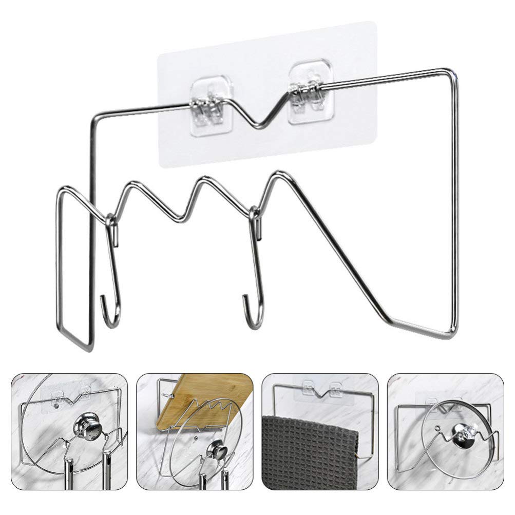1PC No Punching Hanging Kitchen Organizer - Pot Cover Rack, Cutting Board Holder, Space-Saving Storage Stand for Pots, Pans & Utensils - Perfect for Small Kitchens & Apartment Living