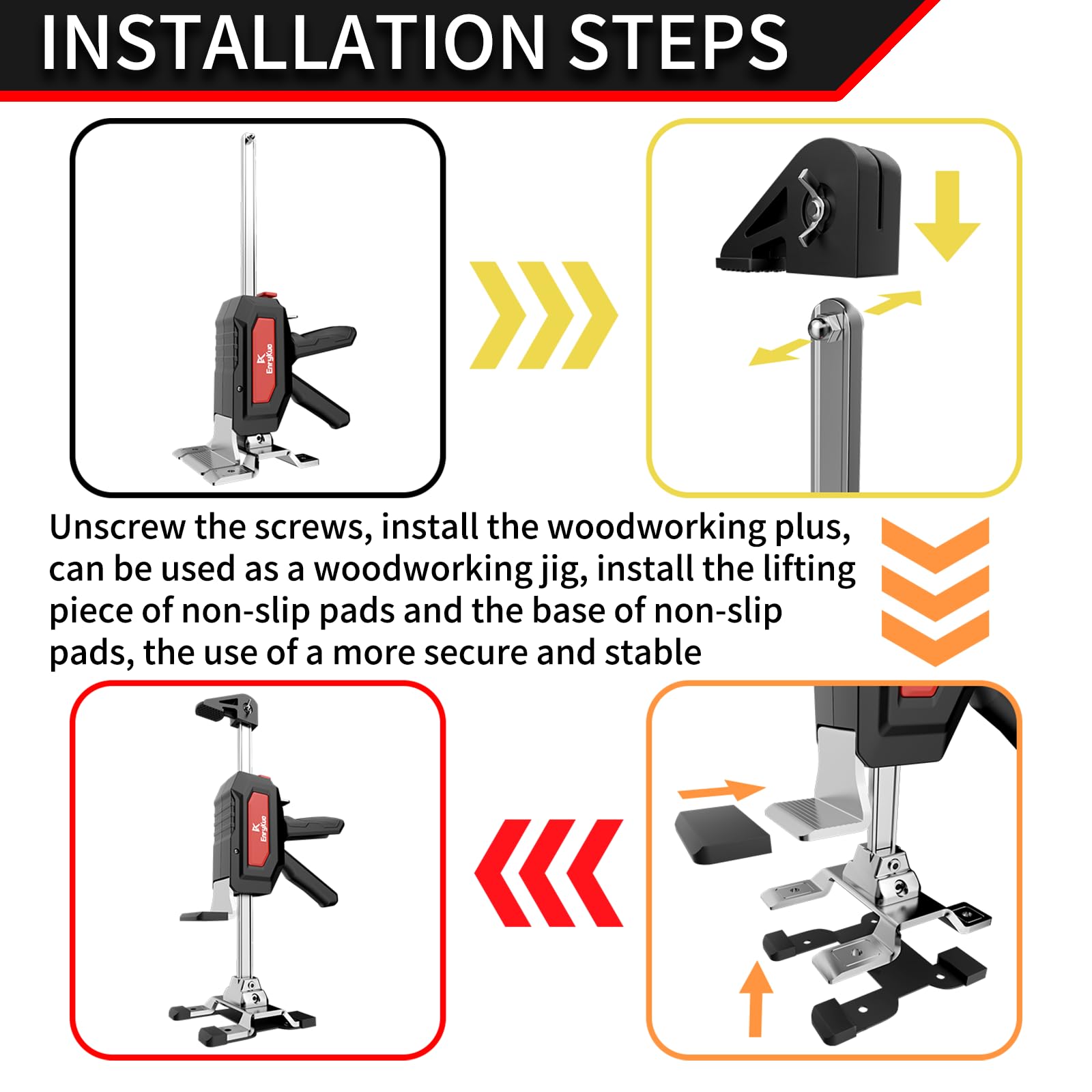 Stainless Steel Furniture Lifts 2 Pack - Dual-Speed Descent Hand Jack for Cabinet & Flooring Installation | Labor Saving Arm Jack for Easy Home Renovation & DIY Projects