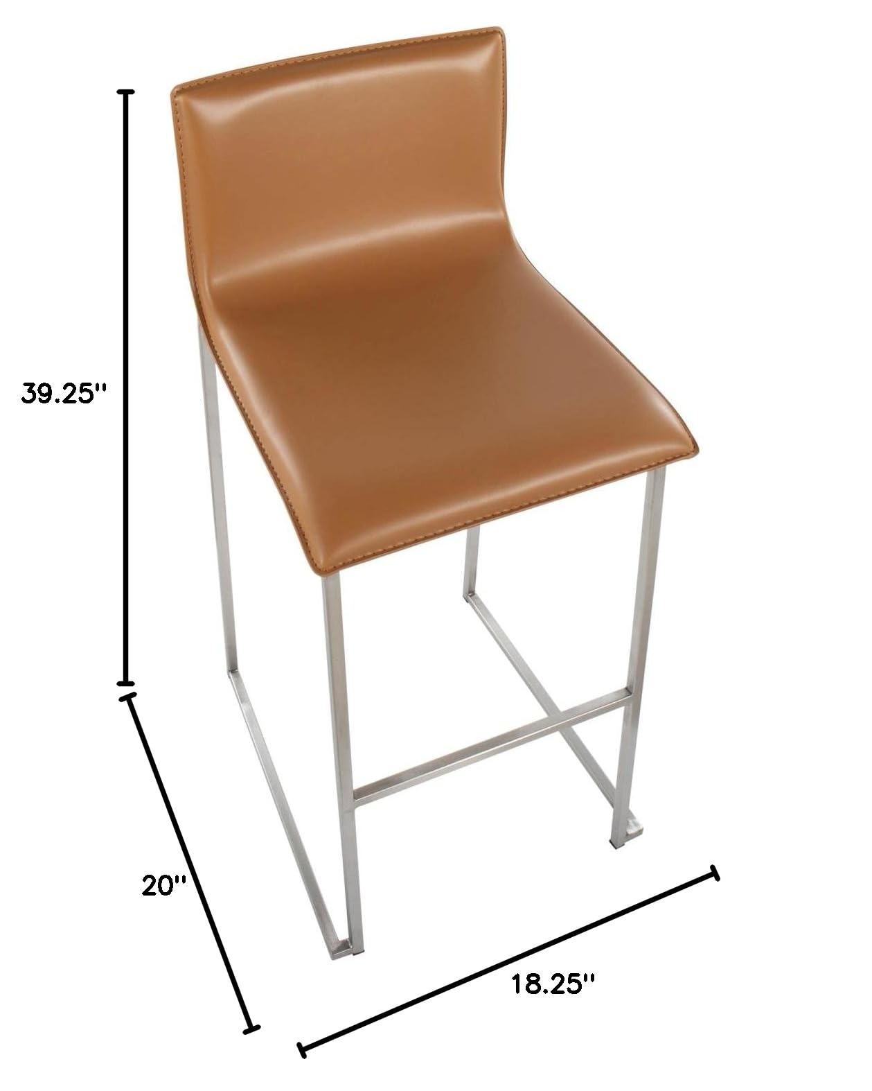 LumiSource Mara Bar Stool Set of 2 - Modern Counter Height Bar Chairs with Back Support - Perfect for Kitchen Island, Breakfast Nook & Home Bar Decor