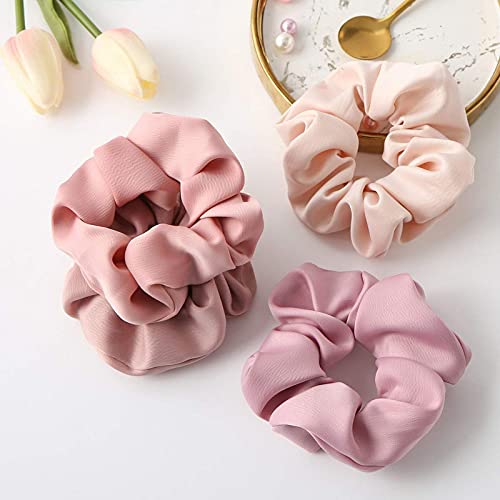 Shidara Satin Hair Scrunchies for Women & Girls - Soft Elastic Hair Ties, Ponytail Holders, Hair Accessories (6-Pack, Pink) | Perfect for Workouts, Office, School & Everyday Use