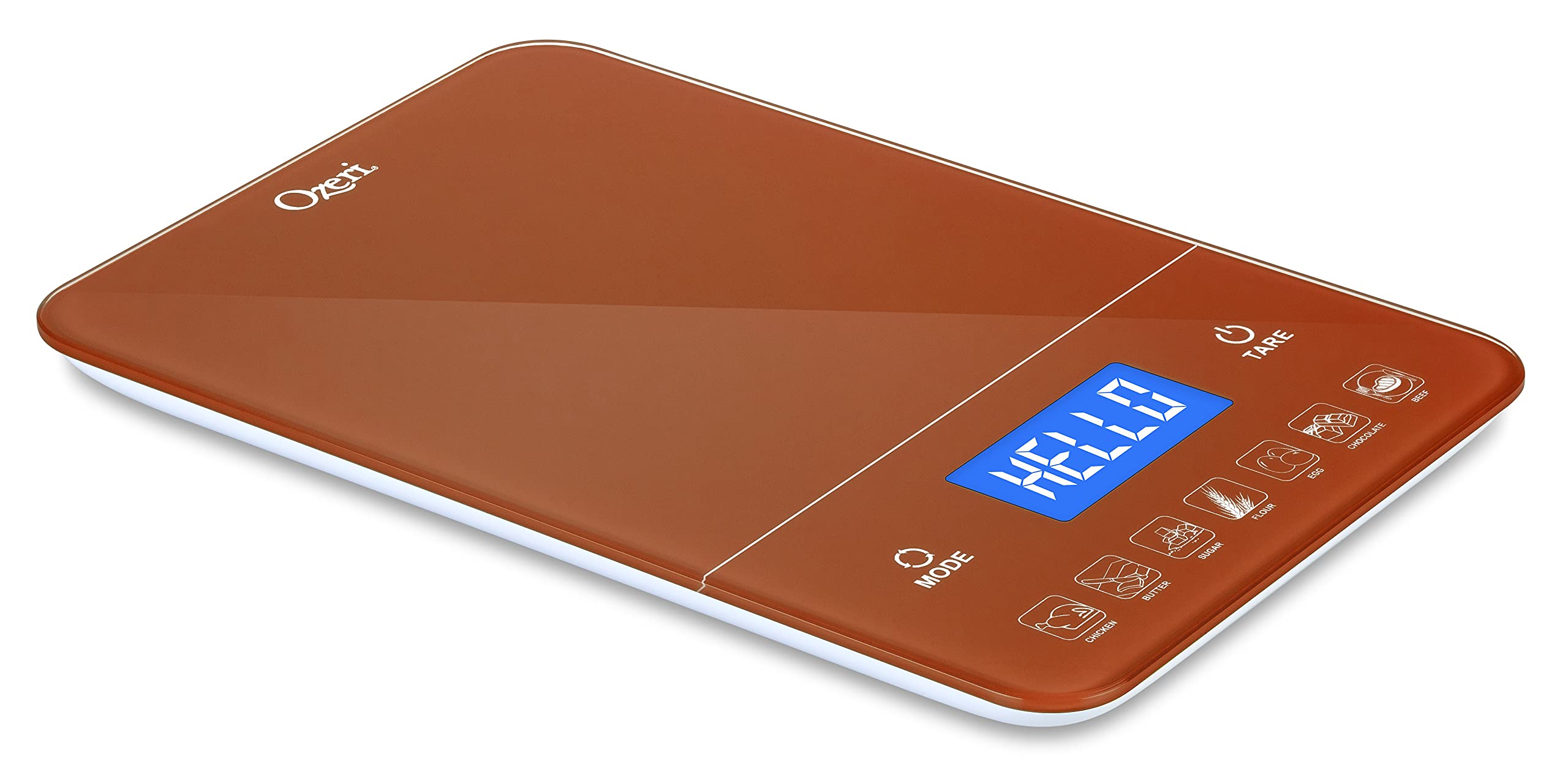 Ozeri Touch III Digital Kitchen Scale with Calorie Counter - 22 lbs (10 kg) Capacity, Burnt Ochre - Perfect for Baking, Meal Prep & Weight Loss Tracking