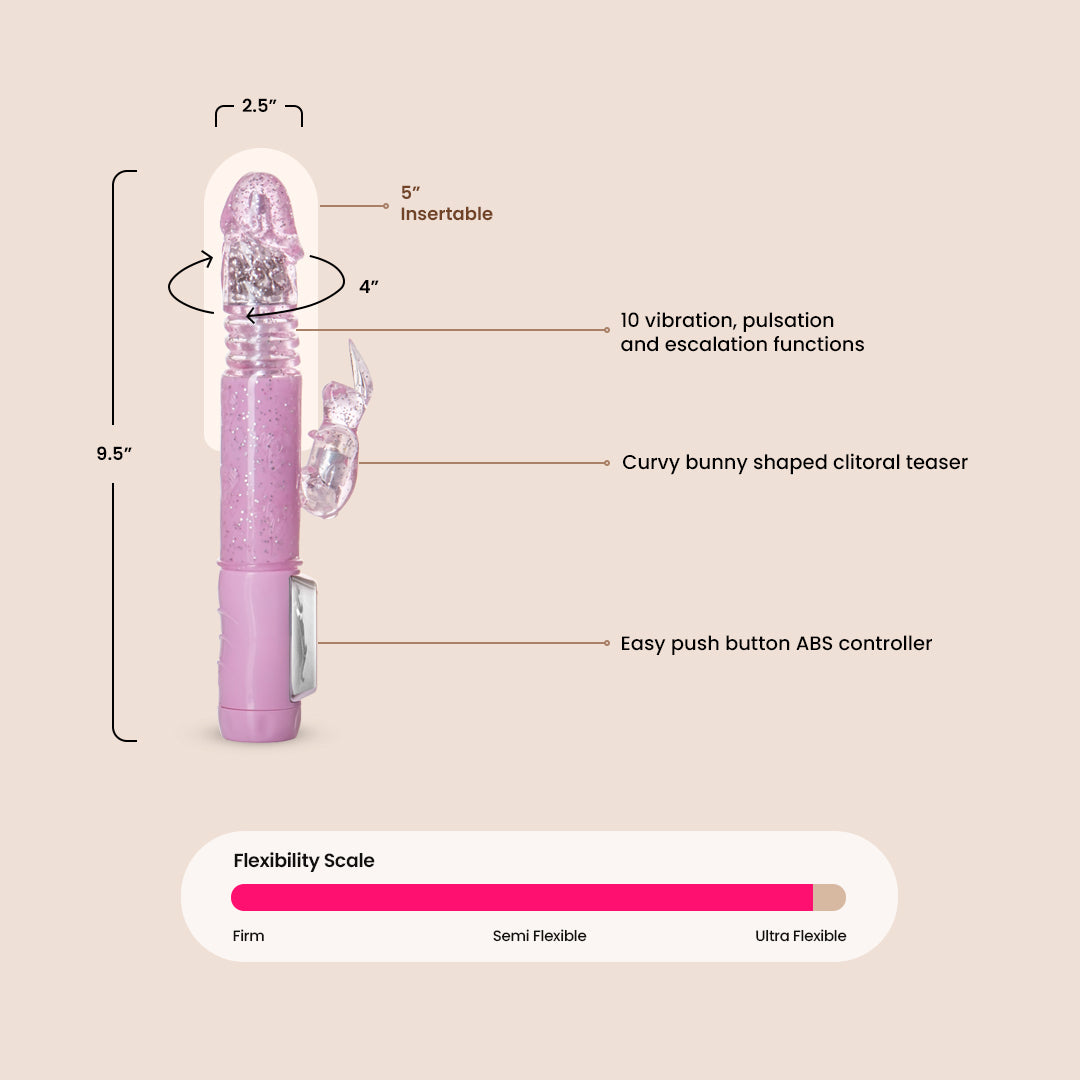 Jack Rabbit® Petite Thrusting Rabbit Vibrator - Multi-Speed Thrusting, Rotating & Vibrating Rabbit Dildo for Women - Perfect for Solo Play & Couples Foreplay