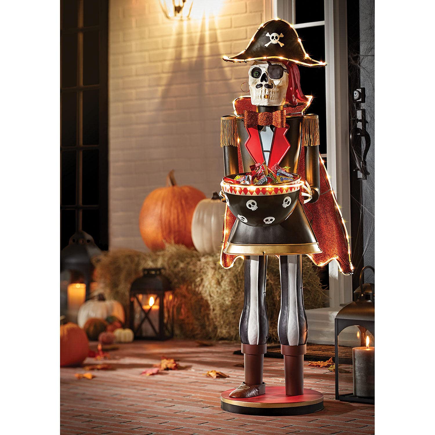 4' Pre-Lit Skeleton Halloween Door Greeter - Animated Scary Decor for Front Porch, Yard & Indoor Halloween Party Decorations