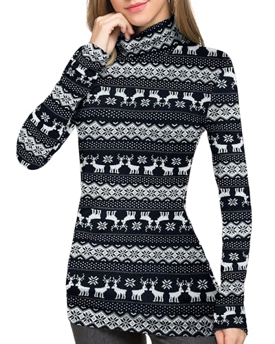 Turtleneck - Christmas Deer - Black White