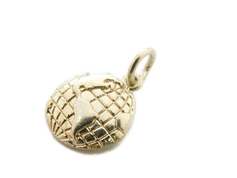 14K Yellow Gold World Globe Charm Pendant - Elegant Jewelry Gift for Travel Lovers & Geography Enthusiasts - Perfect for Necklaces, Bracelets & Special Occasions