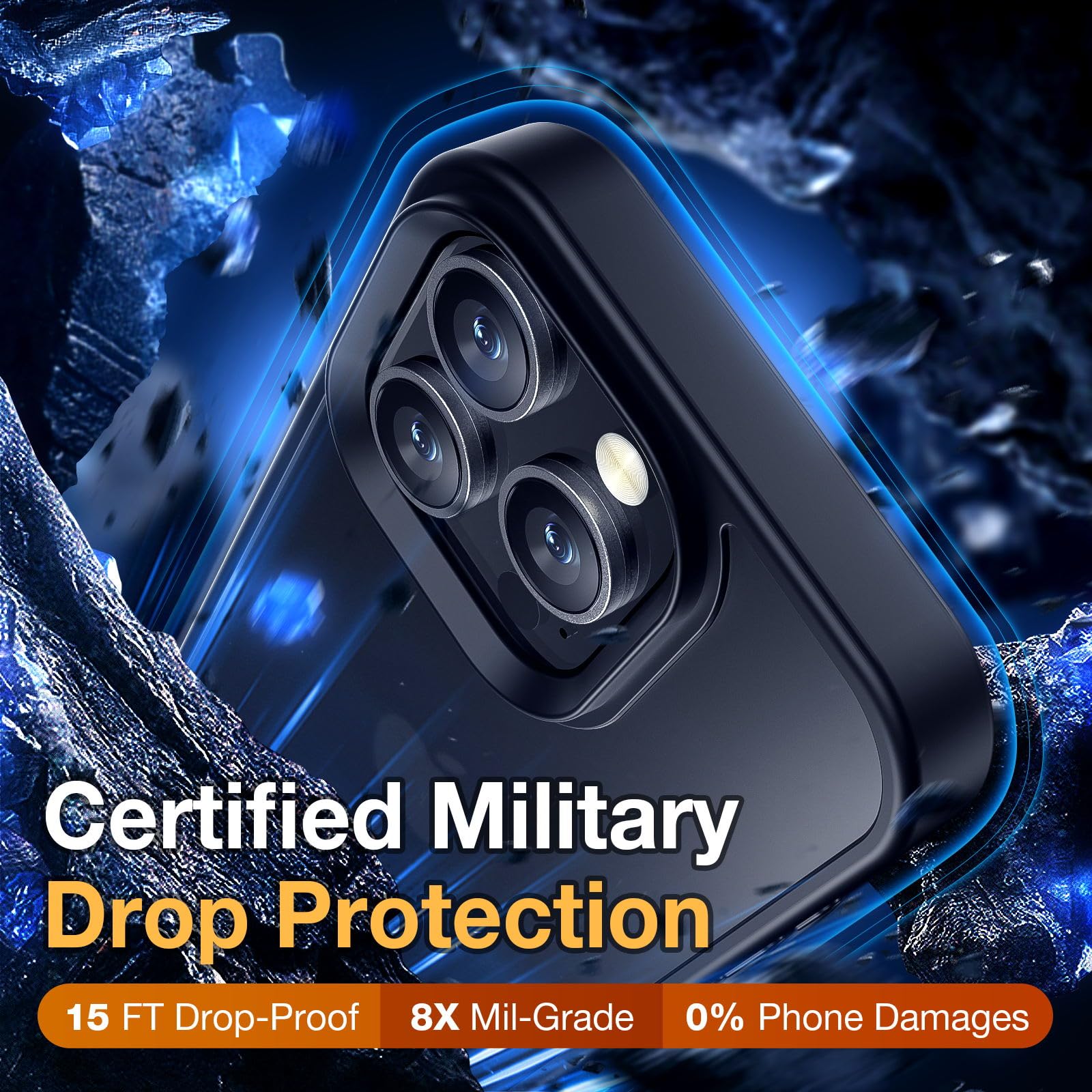 Shockproof iPhone 16 Pro Max Case - Military Grade Drop Protection, Slim Translucent Hard Back Cover (Black) | Perfect for Outdoor Activities, Travel & Daily Use