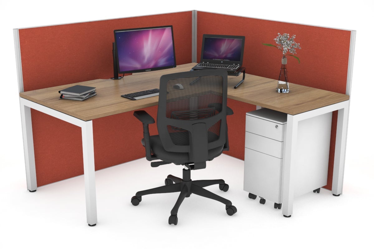 Horizon Quadro Square Legs L-Shaped Corner Office Desk - 1400L x 1800W with Cable Management | Modern Home Office Furniture for Small Spaces & Workstations