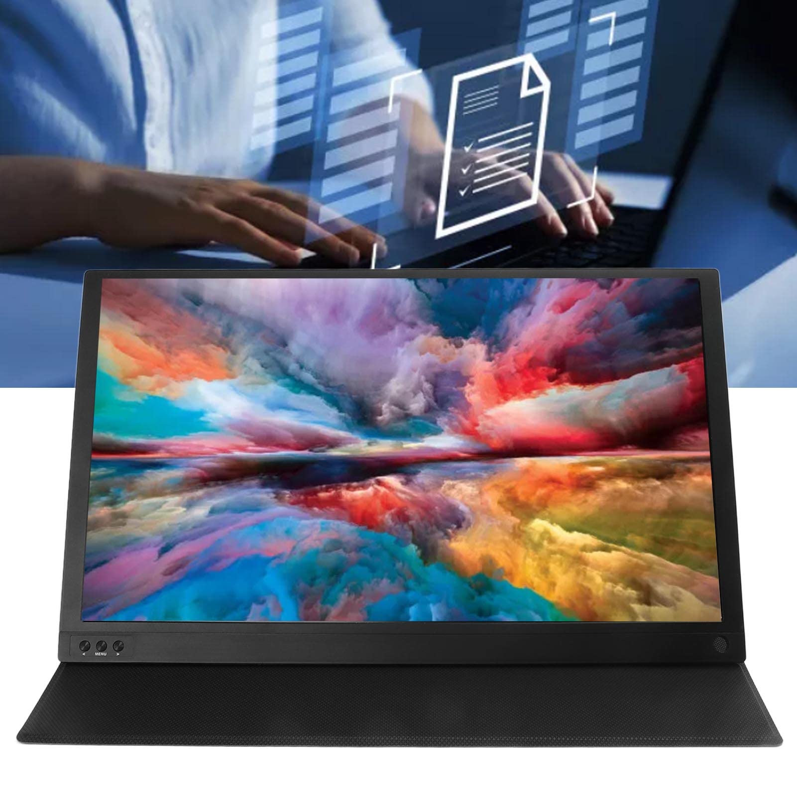 Akozon 15.6 Inch Portable Touchscreen Monitor - Full HD 1920x1080 HDR Display, USB-C HDMI Computer Monitor for Laptop, PC, Mac | Perfect for Business Presentations, Gaming, and Remote Work