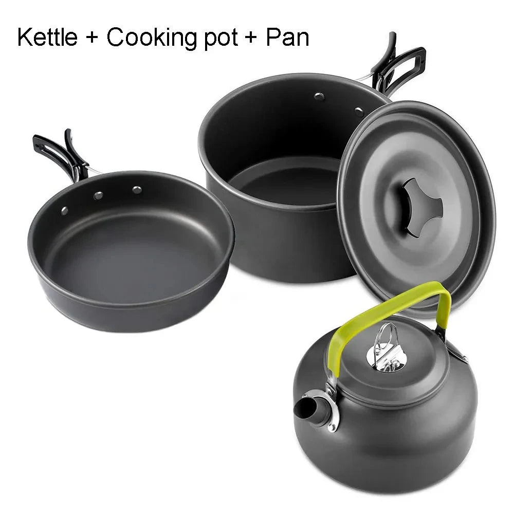 Lightweight Portable Camping Cookware Set - Compact Outdoor Cooking Kit for Backpacking, Hiking & Picnics - Perfect for Camp Stove Use with Pots, Pans & Utensils
