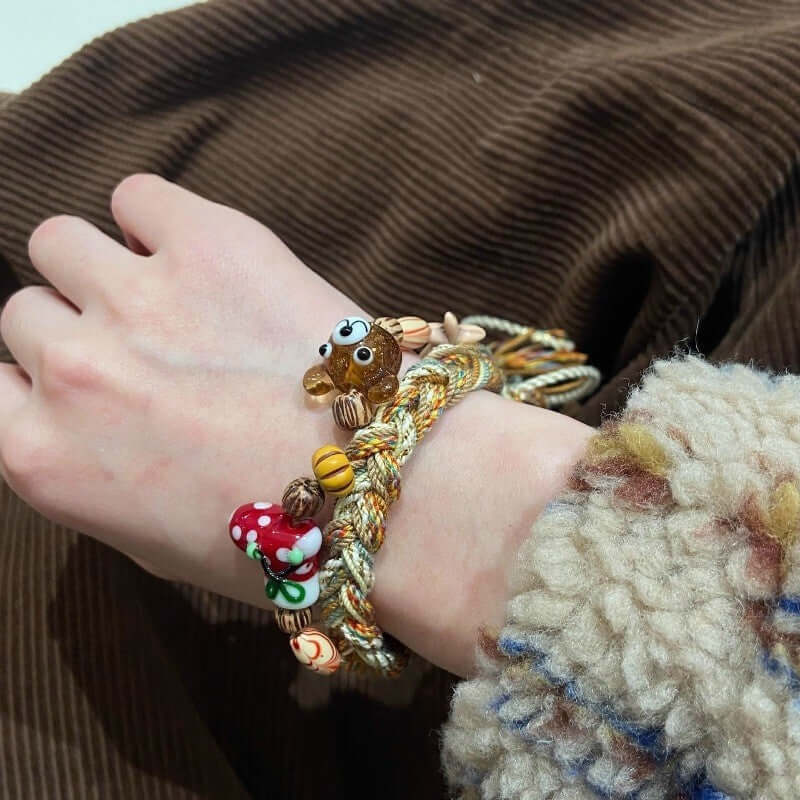 Gingerbread Snowman Charm Cute Woven Braided Christmas Bracelet | Holiday Gift for Women, Girls | Perfect for Christmas Parties, Festive Outfits & Winter Accessories