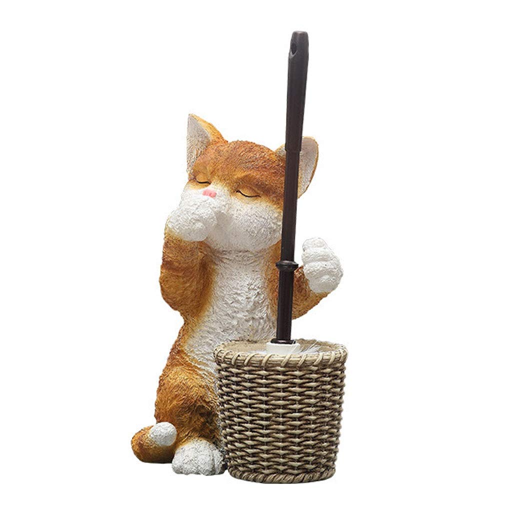 JKXWX Cat-Shaped Toilet Brush Set with Hand-Painted Holder Base - Soft Bristles for Gentle Cleaning | Creative Bathroom Cleaning Tool for Toilet Bowl (Perfect for Pet Lovers & Unique Home Decor)