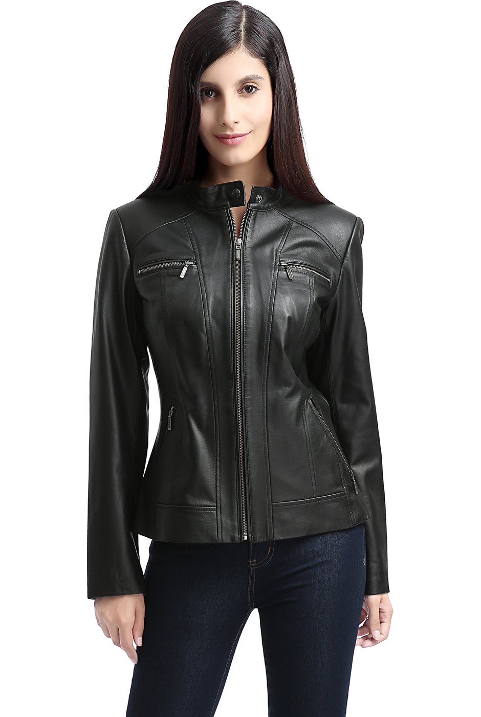 BGSD Women's Mila Lambskin Leather Jacket - Genuine Soft Leather, Plus Size & Petite Options Available | Stylish Outerwear for Casual Outings, Date Nights & Fall Fashion