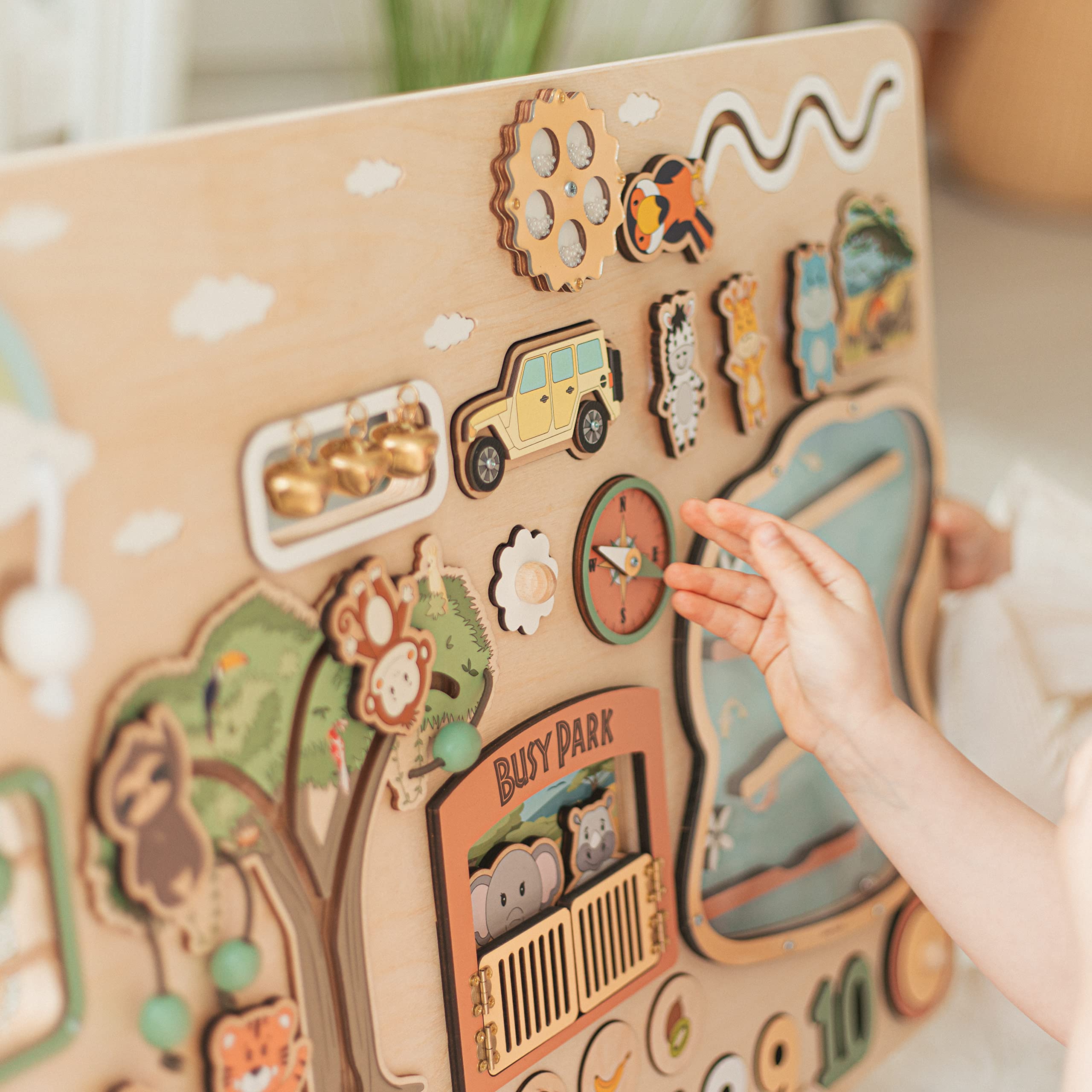 Custom Personalized Busy Board for Toddlers - Montessori Wooden Sensory Toy for 2 Year Old Girls & Boys - Best Birthday & Easter Gift for Kids - Perfect for Early Learning & Travel Entertainment