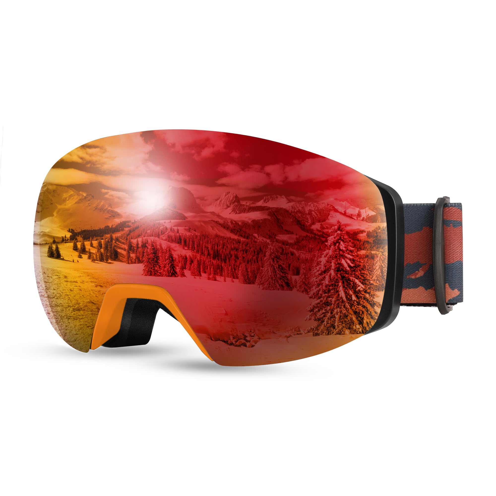 FEISEDY Magnetic Frameless Ski Goggles for Men, Women & Youth - 100% UV Protection Snowboard Goggles for Winter Sports & Outdoor Activities - Perfect for Skiing, Snowboarding & Mountain Adventures