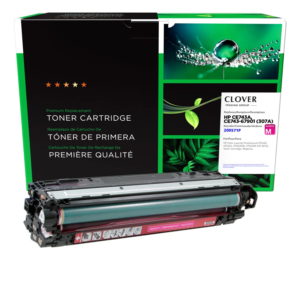 Clover Remanufactured Magenta Toner Cartridge Replacement for HP CE743A (HP 307A) | High-Yield Printing | Ideal for Home Office & Small Business Use