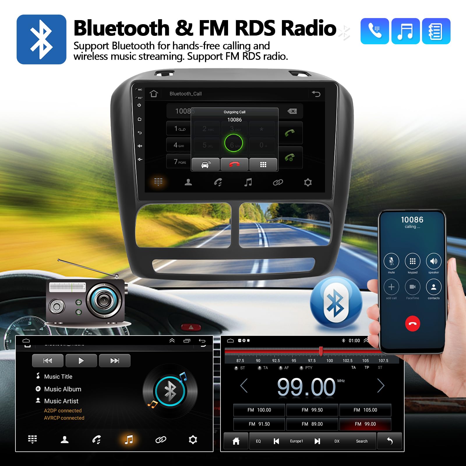 2G+64G Android 13 Car Stereo with Wireless CarPlay & Android Auto - 9