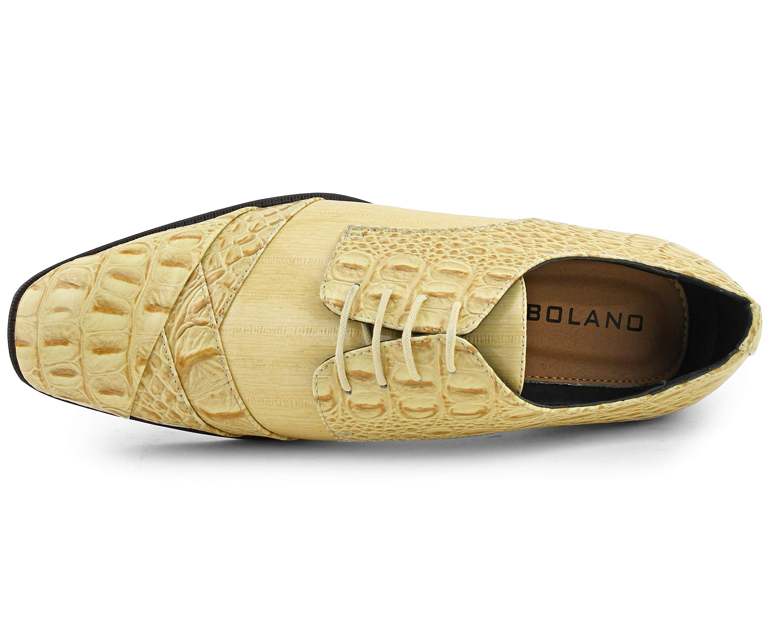 Bolano Bandit Men's Cap Toe Oxford Dress Shoes - Genuine Leather Formal Shoes with Alligator Print | Perfect for Business, Weddings & Office Wear