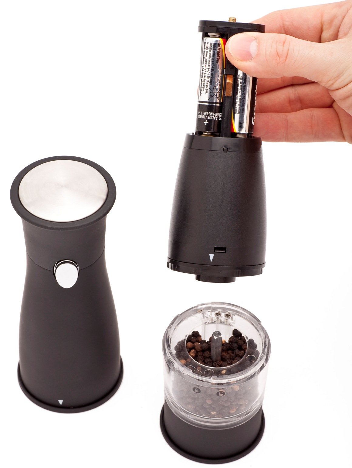 Ozeri Artesio Electric Salt and Pepper Grinder Set - BPA-Free, Rechargeable Battery, Adjustable Coarseness - Perfect for Kitchen, Dining Table & Outdoor BBQ