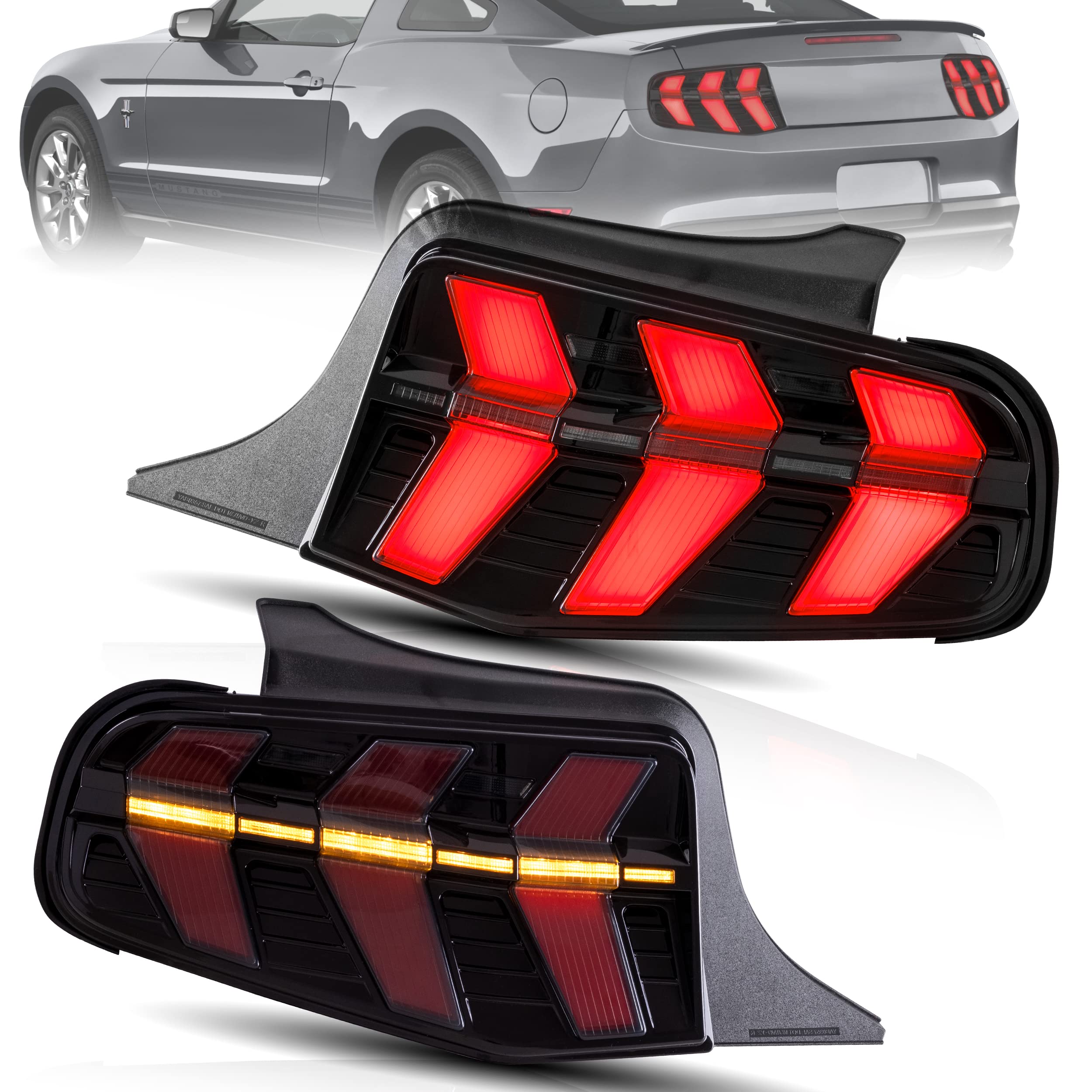 VLAND LED Tail Lights Assembly for Ford Mustang 2010-2012 - Full LED Tail Lamp with Turn Signal - Plug & Play Replacement - Perfect for Night Driving & Car Customization
