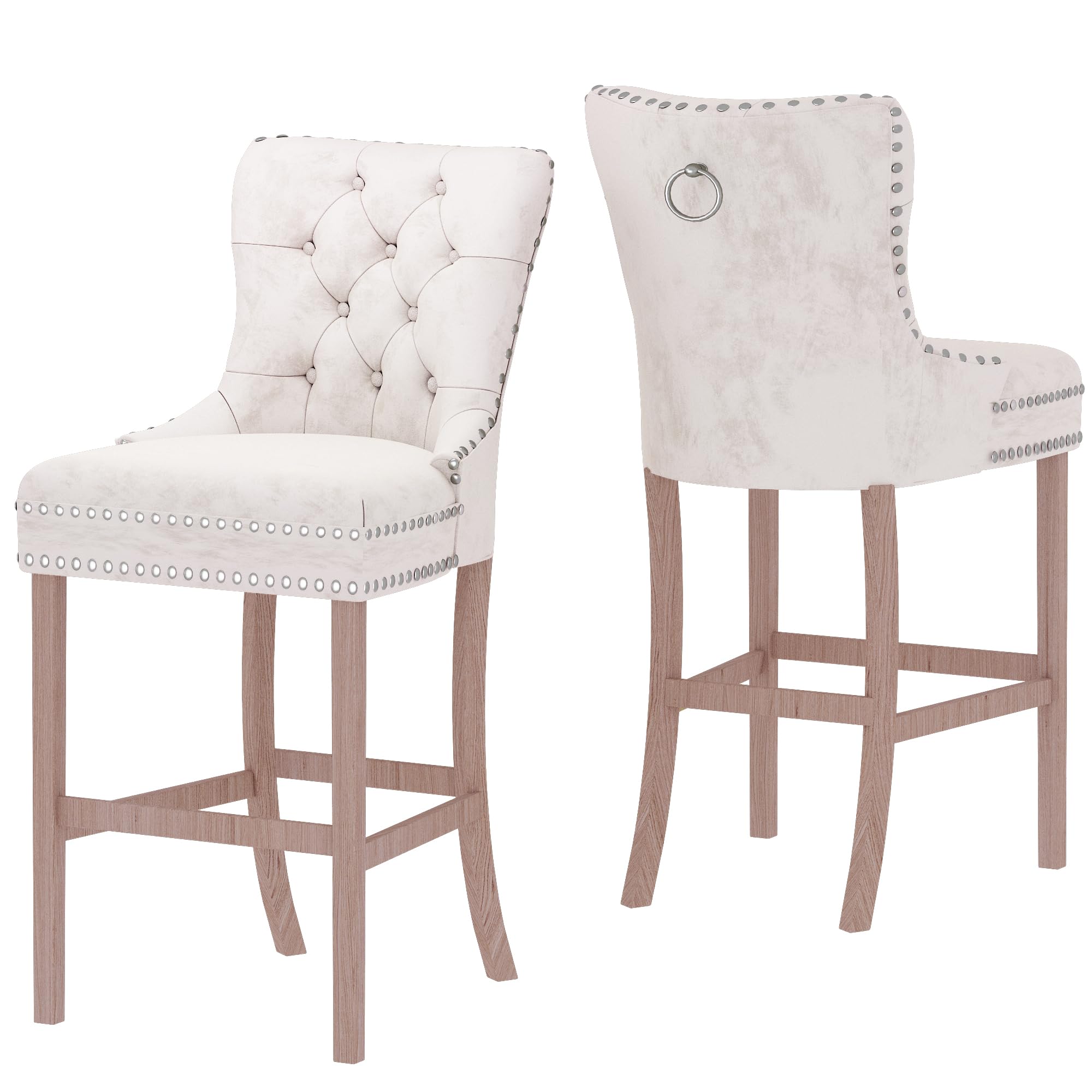 Recaceik Velvet Counter Height Bar Stools Set of 2 - 27