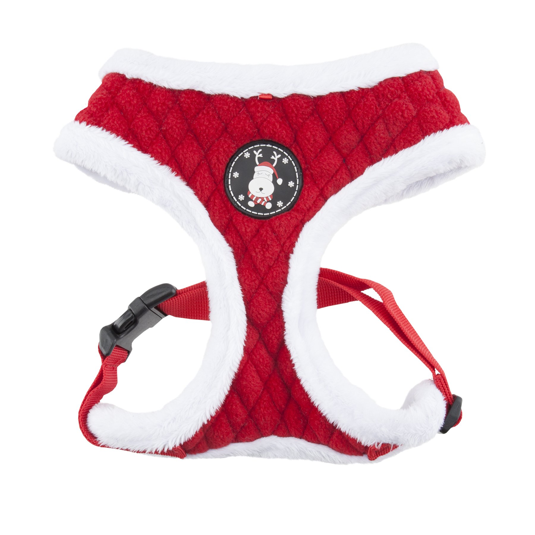 Puppia Blitzen Adjustable Dog Harness for Small & Medium Dogs - Warm Winter Christmas Holiday Pet Vest, Over-The-Head Design, Red X-Large - Perfect for Cold Weather Walks & Holiday Outfits