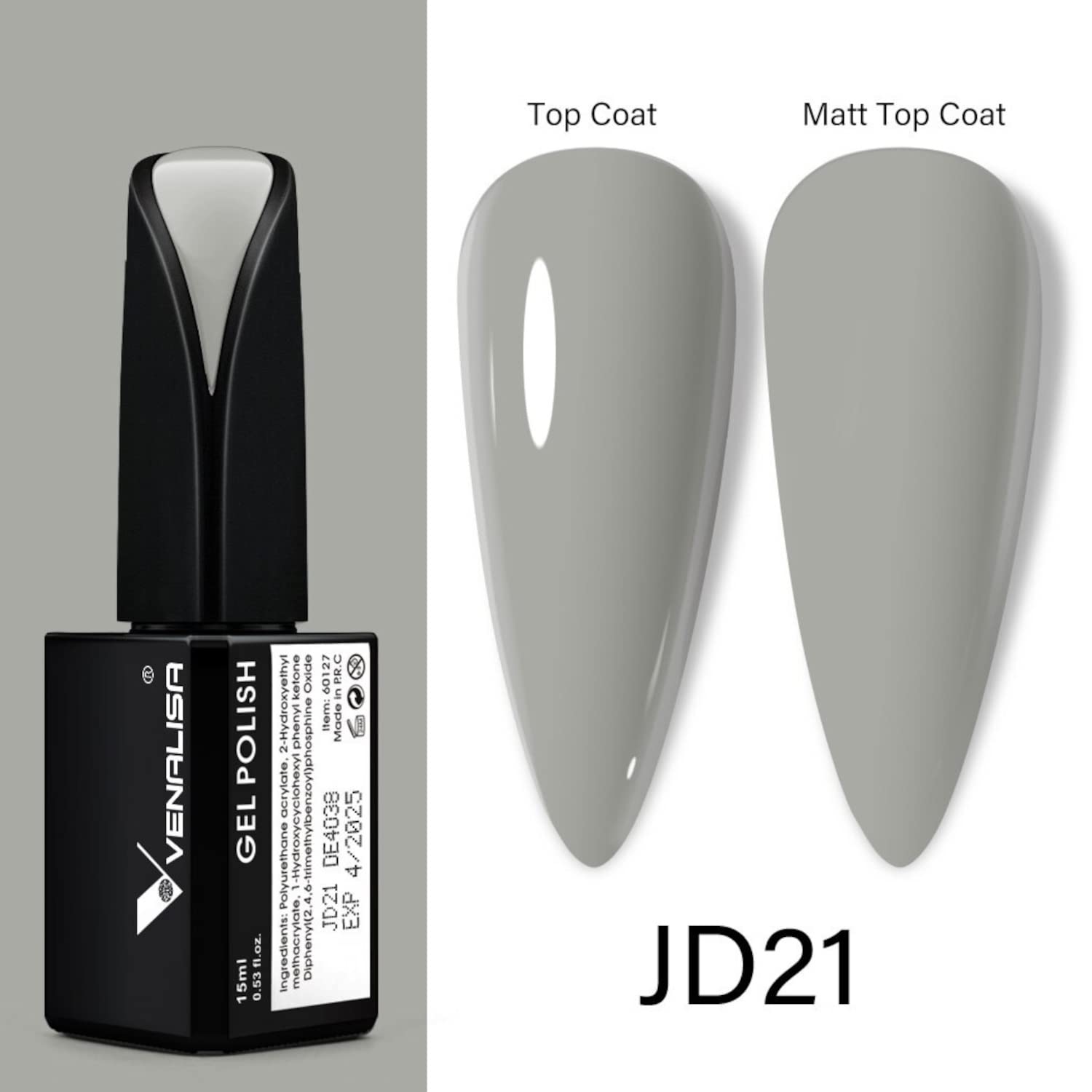VENALISA 15ml UV LED Soak Off Gel Nail Polish - Long Lasting Salon Quality Nail Art Gel for Manicure, DIY Home & Professional Use (Color JD21) | Perfect for Nail Extensions, French Tips & Creative Designs