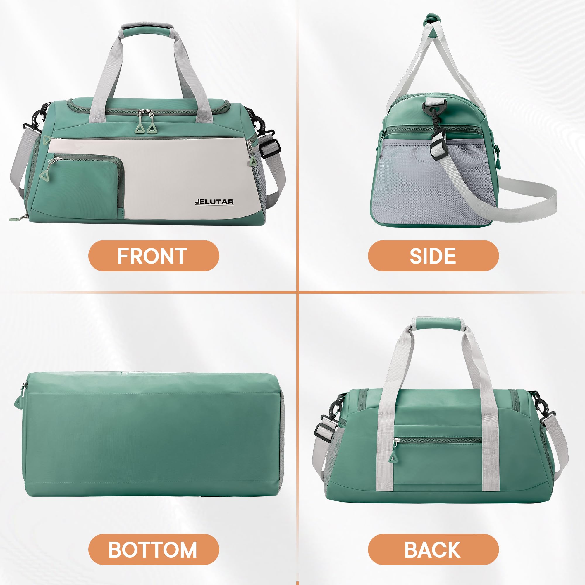 JELUTAR Women's Gym Duffle Bag - Small Carry-On Travel Tote & Weekender Bag with Shoe Compartment & Waterproof Pocket - Perfect for Workouts, Travel, and Sports Gear Storage