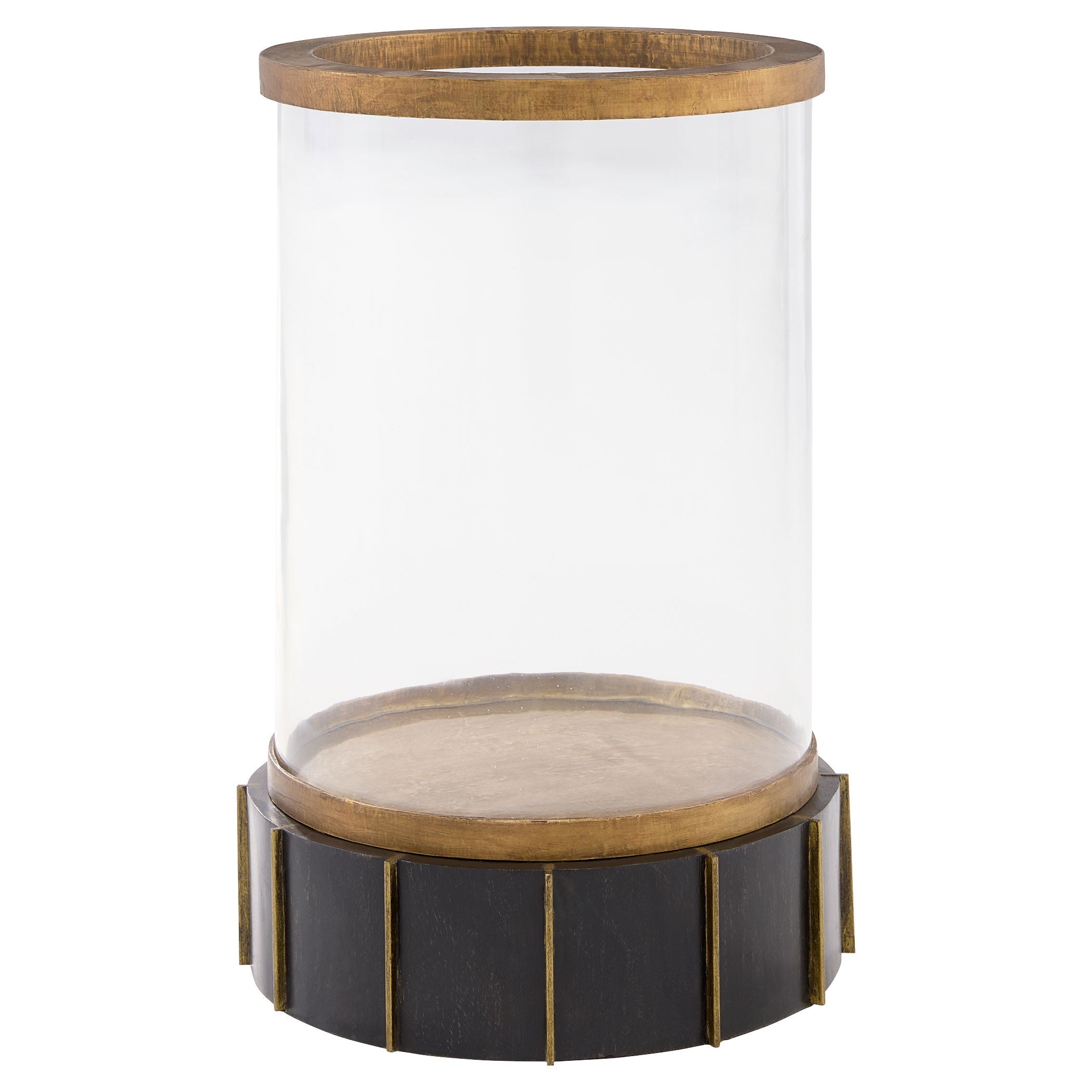 Cyan Design 11640 Reed Tabletop Hurricane Candle Holder - Antique Brass & Dark Brushed Mango Finish - Perfect for Dining Tables, Wedding Centerpieces, and Home Decor