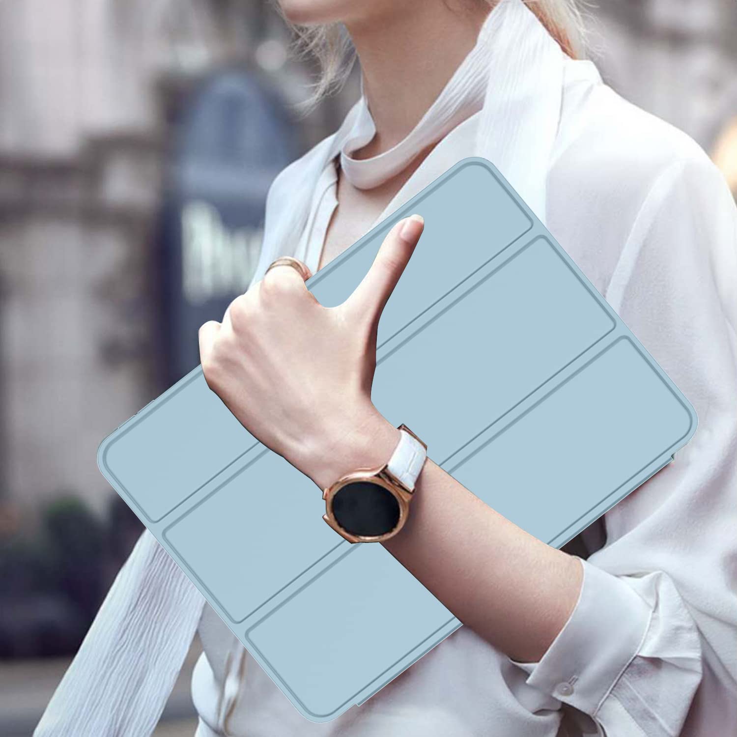 ZryXal iPad Air 11 Inch Case for M3 (2025) & M2 (2024) Models, Compatible with 5th & 4th Generation iPad Air 10.9 Inch (2022/2020) - Protective Cover with Touch ID Support & Auto Wake/Sleep Feature (Light Blue) - Perfect for Work, Travel & Everyday Use