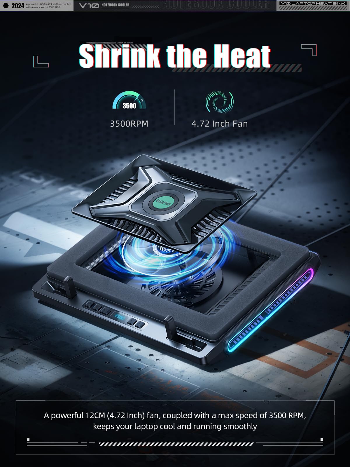 Llano V10 RGB Gaming Laptop Cooling Pad with 4.72