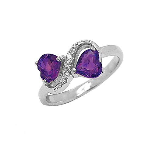 10K Gold Heart-Shaped Amethyst & Diamond Infinity Ring | February Birthstone Jewelry for Women | Promise & Engagement Ring | Handmade in USA | Perfect for Valentine's Day, Anniversaries & Romantic Gifts