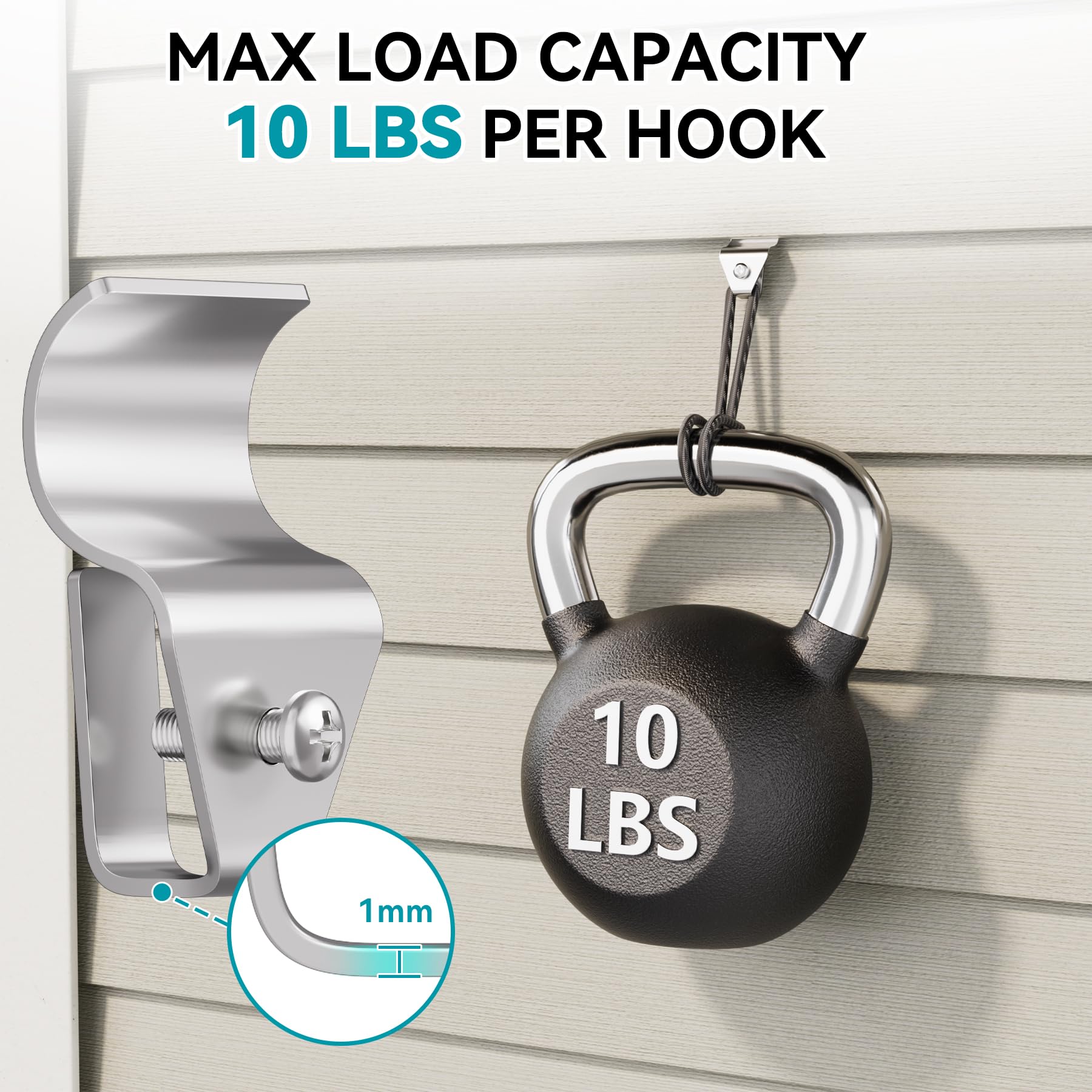 HUXOR 10 Pack Vinyl Siding Hooks for Solar Outdoor Lights - Heavy Duty Clips for Hanging Motion Sensor Solar Security Lights, Solar Powered Wall Lights & String Lights - Perfect for Porch, Garden, Patio & Pathway Lighting